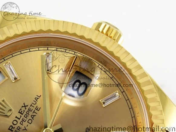 MiroTime 0105 WrinkleFree DayDate 40 228238 ARF 904L Steel YG Crystal Diamonds Bezel on President Bracelet VR 1550